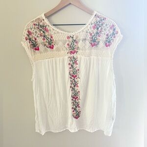 Anthropologie Women’s Ranna Gill Eloise Embroidered Blouse Top Size XL